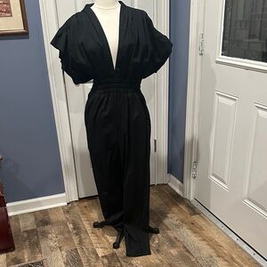 IRO Elegant Black Deep V Jumpsuit